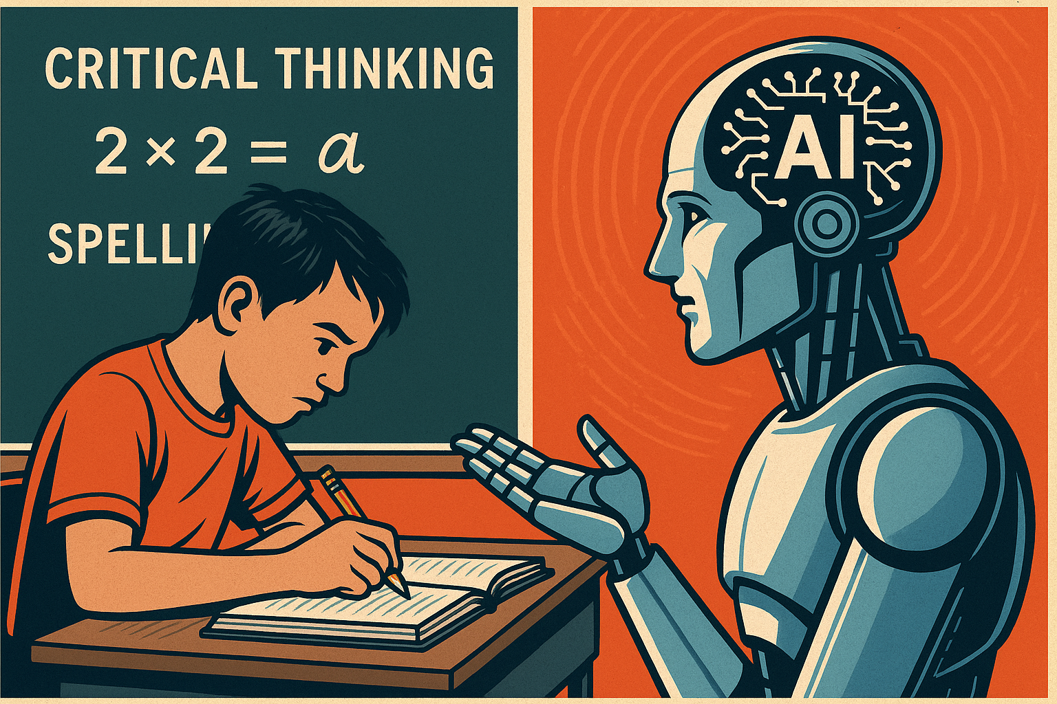 Traditional schooling vs AI contrast